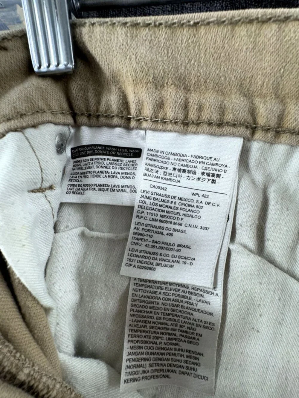 Levi's 511 Slim Fit Jeans Mens 34 X 30 Beige Khaki 100% Cotton Denim Straight Le